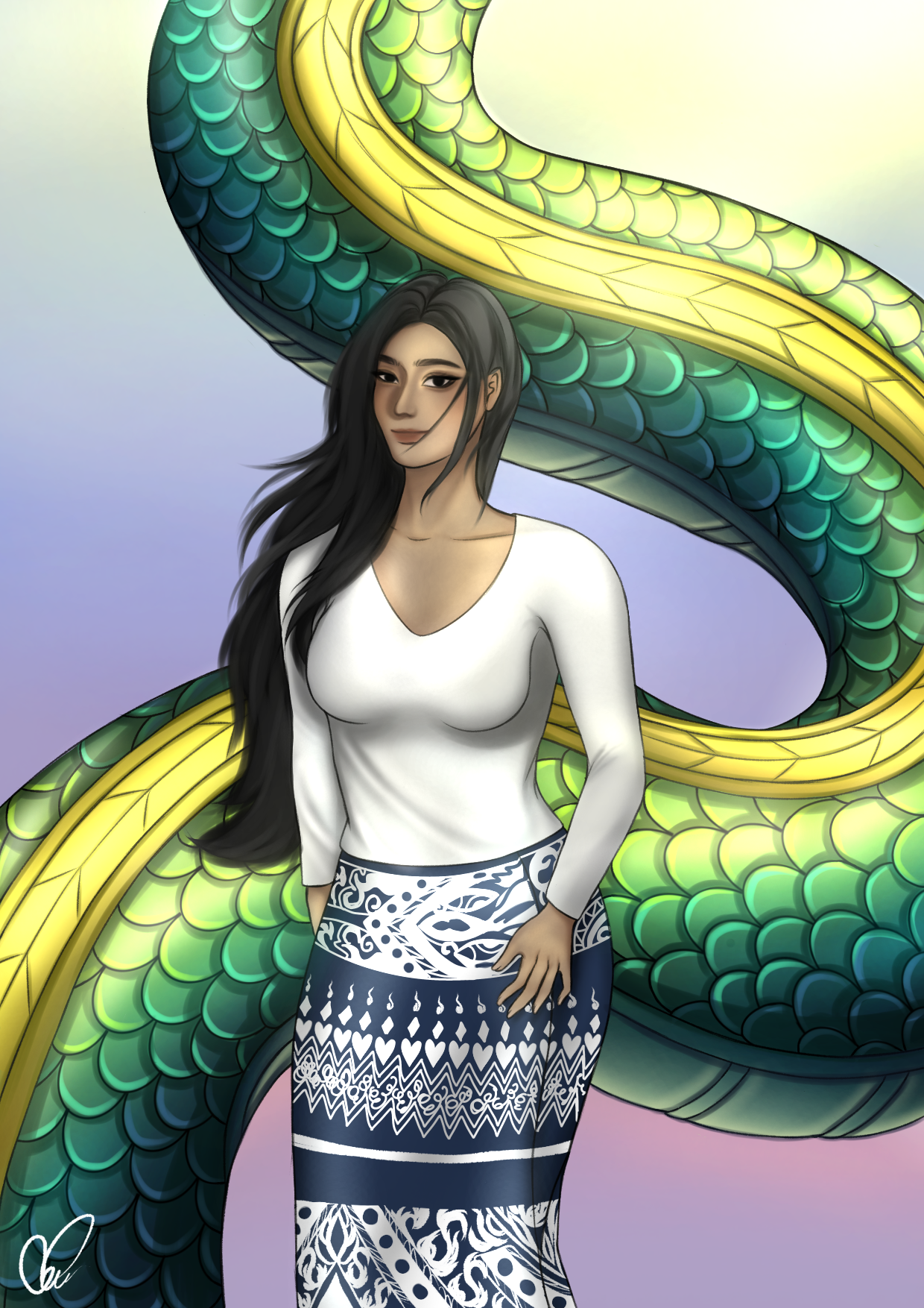 SOM GENESIS artwork 2, Naga, original hand-drawn digital illustration by Thai artist Som
