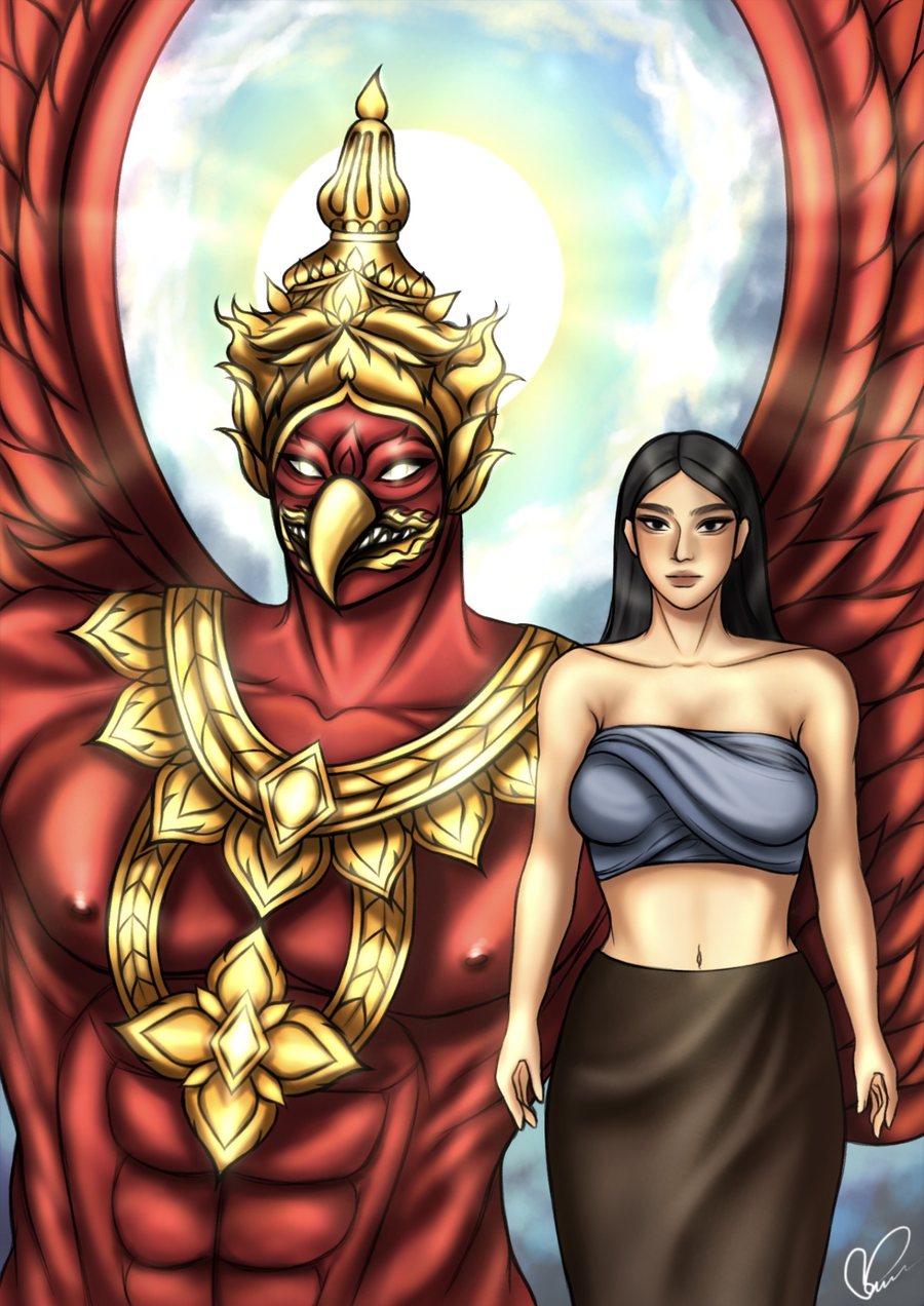 SOM GENESIS artwork 3, Garuda, original hand-drawn digital illustration by Thai artist Som