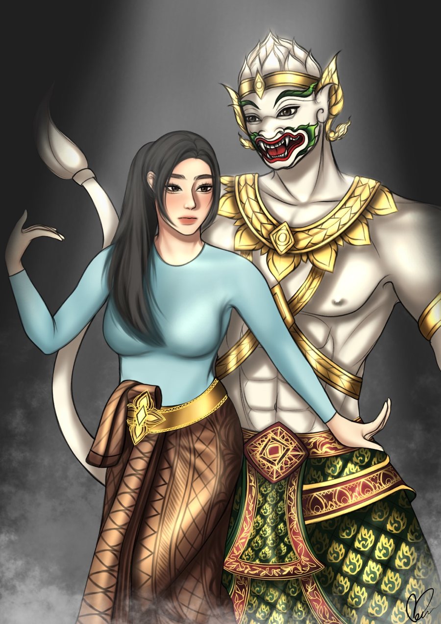 SOM GENESIS artwork 4, Hanuman, original hand-drawn digital illustration by Thai artist Som