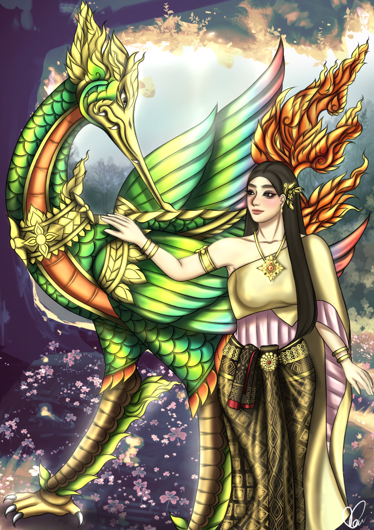 SOM GENESIS artwork 5, Hongsa, original hand-drawn digital illustration by Thai artist Som