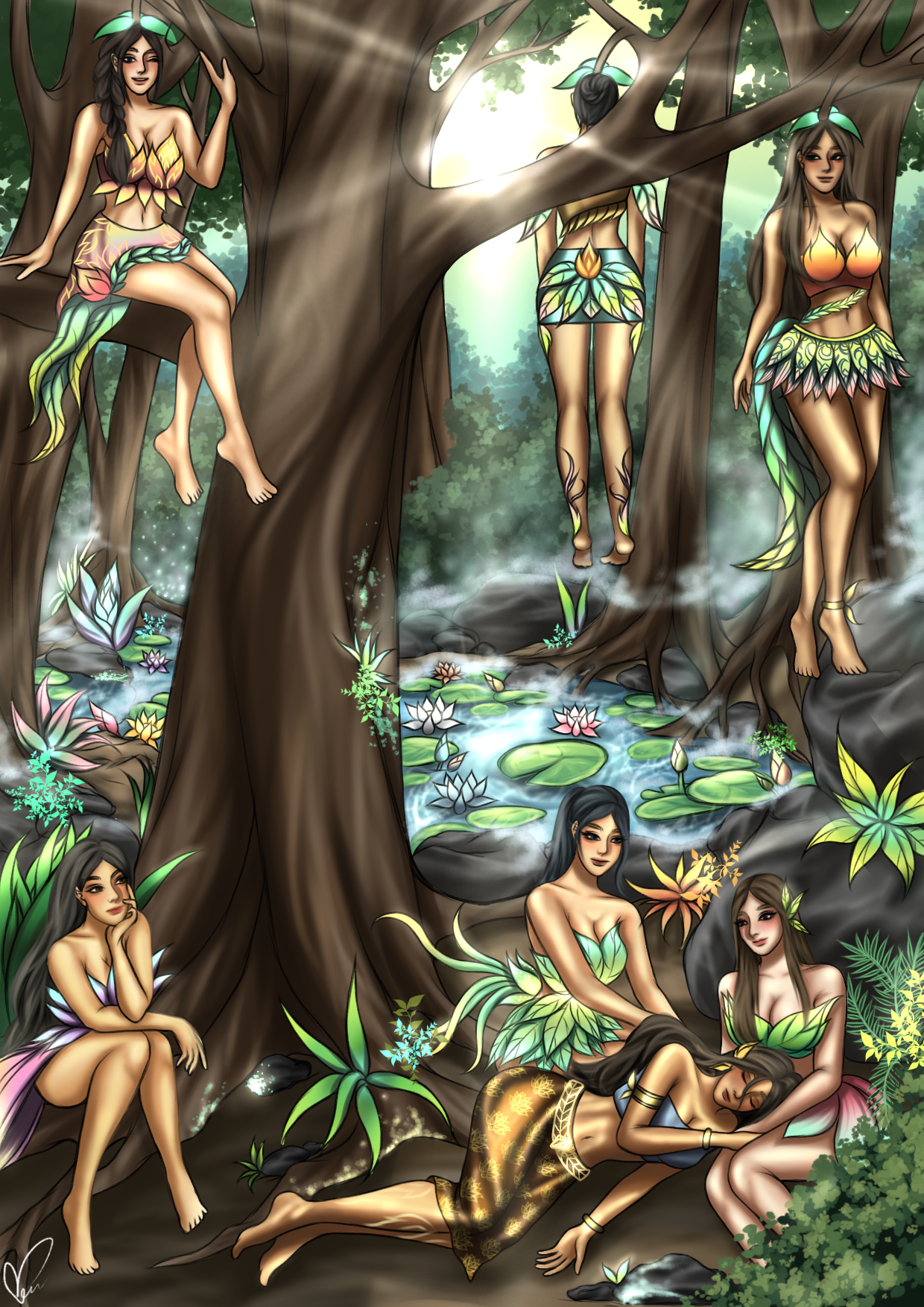 SOM GENESIS artwork 8, Nariphon: The Living Garden, original hand-drawn digital illustration by Thai artist Som